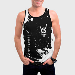 Майка-безрукавка мужская OneRepublic и рок символ на темном фоне, цвет: 3D-черный — фото 2