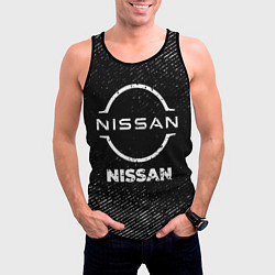 Майка-безрукавка мужская Nissan с потертостями на темном фоне, цвет: 3D-черный — фото 2