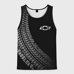 Майка-безрукавка мужская Chevrolet tire tracks, цвет: 3D-черный