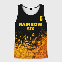 Майка-безрукавка мужская Rainbow Six - gold gradient: символ сверху, цвет: 3D-черный