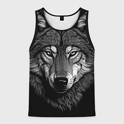 Майка-безрукавка мужская Спокойный уверенный волк, цвет: 3D-черный