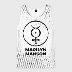 Майка-безрукавка мужская Marilyn Manson с потертостями на светлом фоне, цвет: 3D-белый