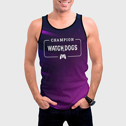 Майка-безрукавка мужская Watch Dogs gaming champion: рамка с лого и джойсти, цвет: 3D-черный — фото 2
