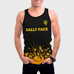 Майка-безрукавка мужская Sally Face - gold gradient: символ сверху, цвет: 3D-черный — фото 2