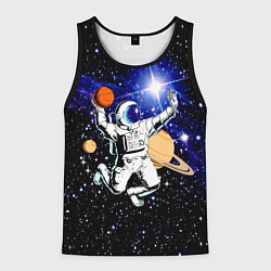 Майка-безрукавка мужская Космический баскетбол, цвет: 3D-черный
