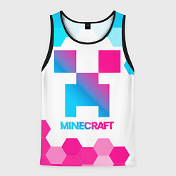 Майка-безрукавка мужская Minecraft neon gradient style, цвет: 3D-черный