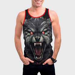 Майка-безрукавка мужская Серый волк, цвет: 3D-красный — фото 2