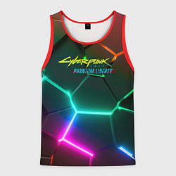 Майка-безрукавка мужская Cyberpunk 2077 phantom liberty logo neon, цвет: 3D-красный