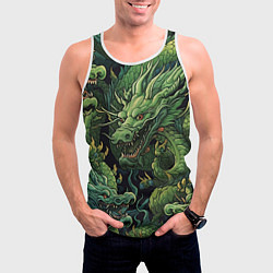 Майка-безрукавка мужская Зеленые драконы: арт нейросети, цвет: 3D-белый — фото 2