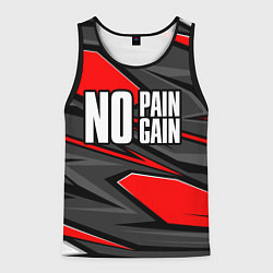 Майка-безрукавка мужская No pain no gain - красный, цвет: 3D-черный