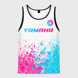 Майка-безрукавка мужская Yamaha neon gradient style: символ сверху, цвет: 3D-черный