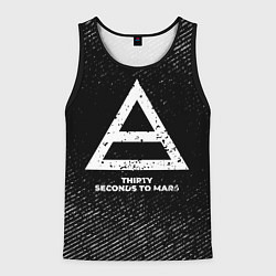 Майка-безрукавка мужская Thirty Seconds to Mars с потертостями на темном фо, цвет: 3D-черный