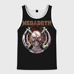 Майка-безрукавка мужская Megadeth - боевой череп, цвет: 3D-белый