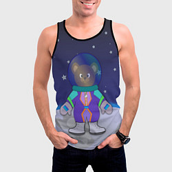 Майка-безрукавка мужская Мишка на Луне, цвет: 3D-черный — фото 2