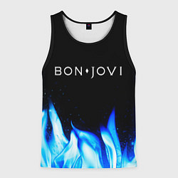 Майка-безрукавка мужская Bon Jovi blue fire, цвет: 3D-черный