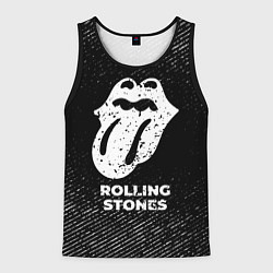 Майка-безрукавка мужская Rolling Stones с потертостями на темном фоне, цвет: 3D-черный