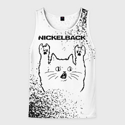 Майка-безрукавка мужская Nickelback рок кот на светлом фоне, цвет: 3D-белый