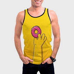 Майка-безрукавка мужская Гомер и пончик, цвет: 3D-черный — фото 2