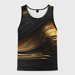 Майка-безрукавка мужская Black gold waves, цвет: 3D-черный
