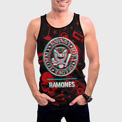 Майка-безрукавка мужская Ramones rock glitch, цвет: 3D-черный — фото 2