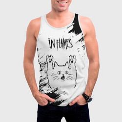 Майка-безрукавка мужская In Flames рок кот на светлом фоне, цвет: 3D-белый — фото 2