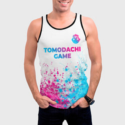 Майка-безрукавка мужская Tomodachi Game neon gradient style: символ сверху, цвет: 3D-черный — фото 2