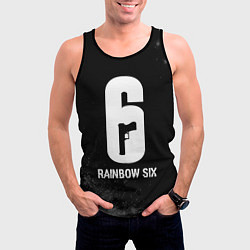 Майка-безрукавка мужская Rainbow Six glitch на темном фоне, цвет: 3D-черный — фото 2