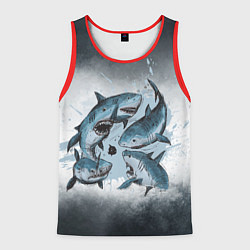 Майка-безрукавка мужская Стая акул, цвет: 3D-красный