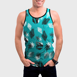 Майка-безрукавка мужская Летний узор с пальмами, цвет: 3D-черный — фото 2