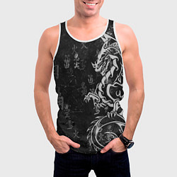 Майка-безрукавка мужская White dragon - grunge, цвет: 3D-белый — фото 2