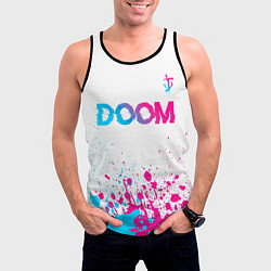 Майка-безрукавка мужская Doom neon gradient style: символ сверху, цвет: 3D-черный — фото 2