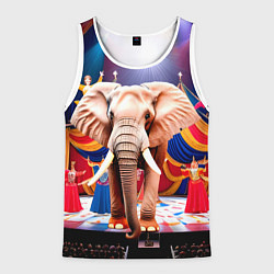 Майка-безрукавка мужская Слон с цирке, цвет: 3D-белый