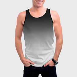 Майка-безрукавка мужская Black and white gradient, цвет: 3D-черный — фото 2