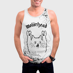 Майка-безрукавка мужская Motorhead рок кот на светлом фоне, цвет: 3D-белый — фото 2
