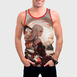 Майка-безрукавка мужская Японская девушка при закате солнца, цвет: 3D-красный — фото 2