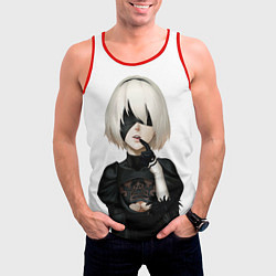 Майка-безрукавка мужская Nier: Automata - 2B Кибергражданка, цвет: 3D-красный — фото 2