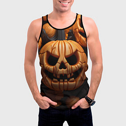 Майка-безрукавка мужская Pumpkin Halloween, цвет: 3D-черный — фото 2