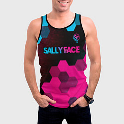 Майка-безрукавка мужская Sally Face - neon gradient: символ сверху, цвет: 3D-черный — фото 2