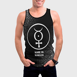 Майка-безрукавка мужская Marilyn Manson glitch на темном фоне, цвет: 3D-черный — фото 2