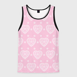 Майка-безрукавка мужская Розовое кружево сердечки, цвет: 3D-черный