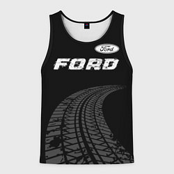 Майка-безрукавка мужская Ford speed на темном фоне со следами шин: символ с, цвет: 3D-черный