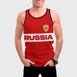 Майка-безрукавка мужская Russia - красно-белый, цвет: 3D-черный — фото 2