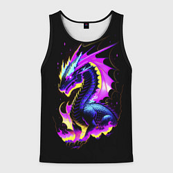 Майка-безрукавка мужская Неоновый космический дракон, цвет: 3D-черный