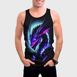 Майка-безрукавка мужская Морда дракона - неоновое свечение, цвет: 3D-черный — фото 2