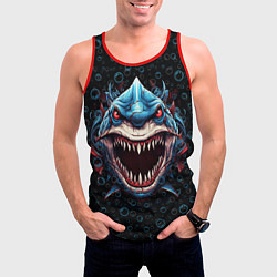 Майка-безрукавка мужская Evil shark, цвет: 3D-красный — фото 2