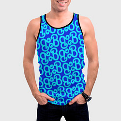Майка-безрукавка мужская Логотип Барби - синий паттерн, цвет: 3D-черный — фото 2