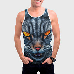 Майка-безрукавка мужская Angry cat, цвет: 3D-белый — фото 2