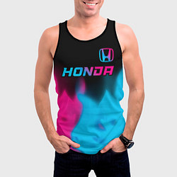 Майка-безрукавка мужская Honda - neon gradient: символ сверху, цвет: 3D-черный — фото 2