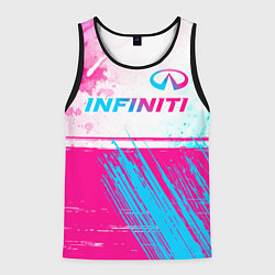 Майка-безрукавка мужская Infiniti neon gradient style: символ сверху, цвет: 3D-черный