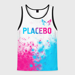 Майка-безрукавка мужская Placebo neon gradient style: символ сверху, цвет: 3D-черный